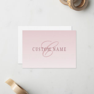 Carte De Correspondance Élégant lettrage et monogramme   Rose Ombre