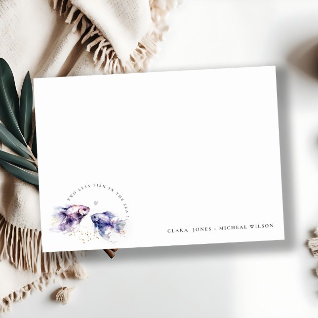 Carte De Correspondance Elégant Lilac Aquarelle Mariage de poisson côtier (Créateur téléchargé)