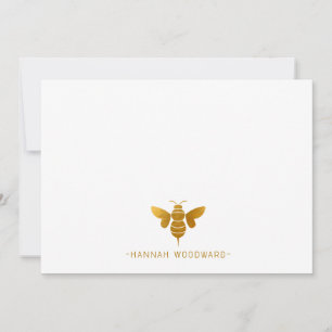Carte De Correspondance Élégant logo d'abeille dorée Monogramme