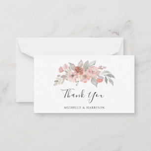Carte De Correspondance Élégant mariage floral aquarelle rose tendre de ma