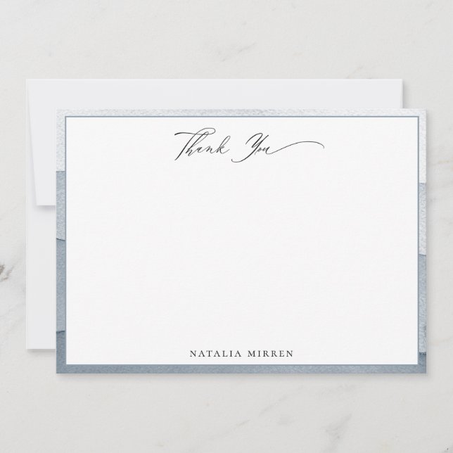 Carte De Correspondance Elégant Merci d'aquarelle bleu Dusty (Devant)