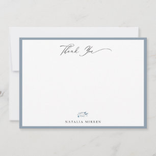 Carte De Correspondance Elégant Merci floral bleu-dusty