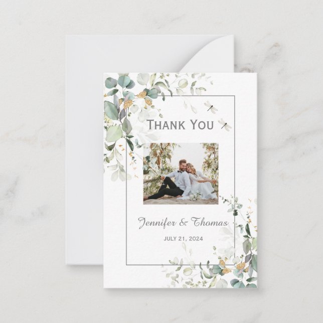 Carte De Correspondance Elégant Merci végétal Eucalyptus Botanique (Devant)