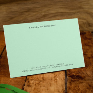 Carte De Correspondance Elégant minimal Mint Green Personnalisé