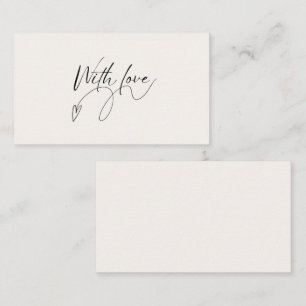 Carte De Correspondance Élégant Minimaliste Beige Avec Script D'Amour