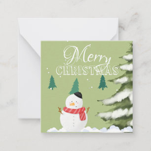 Carte De Correspondance Élégant minimaliste graphique snowman vert arbre N