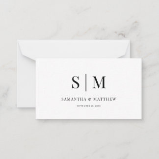 Carte De Correspondance Élégant minimaliste simple Mariage de deux monogra