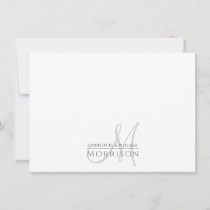Carte De Correspondance Élégant moderne gris mou noir Monogramme Couple