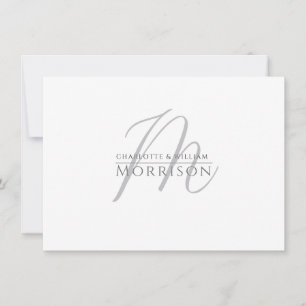 Carte De Correspondance Élégant moderne gris mou noir Monogramme Couple