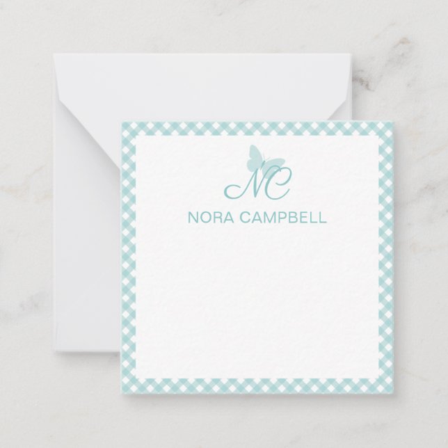 Carte De Correspondance Élégant Monogram Pastel Turquoise Personnalisé (Devant)