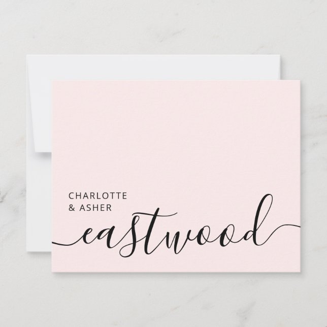 Carte De Correspondance Elegant Monogram Script Blush Pink (Devant)