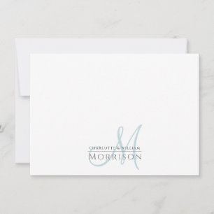 Carte De Correspondance Élégant Monogramme bleu bouché moderne Couple