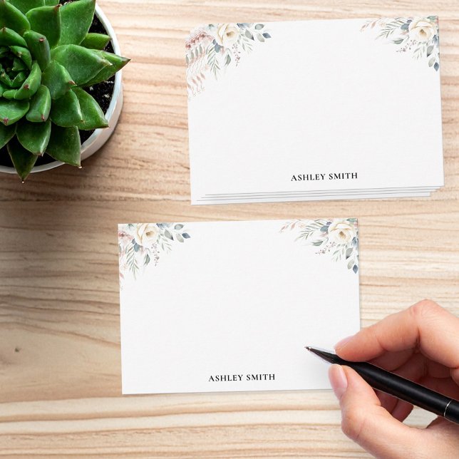 Carte De Correspondance Élégant Monogramme Floral (Créateur téléchargé)