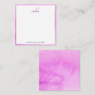 Carte De Correspondance Élégant Monogramme moderne Aquarelle rose Abstrait