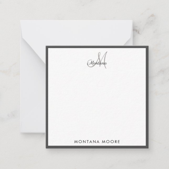 Carte De Correspondance Élégant Monogramme Moderne Simple Fille Noir (Devant)