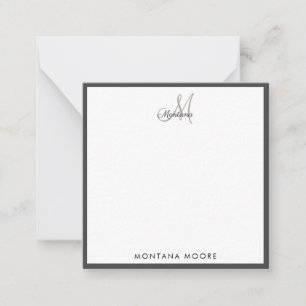 Carte De Correspondance Élégant Monogramme Moderne Simple Fille Noir