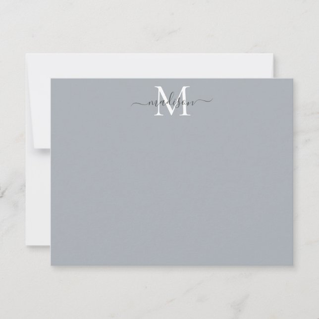 Carte De Correspondance Élégant Monogramme Monogramme Silver Grey (Devant)