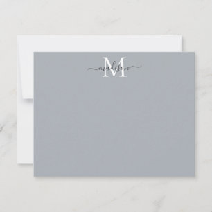 Carte De Correspondance Élégant Monogramme Monogramme Silver Grey