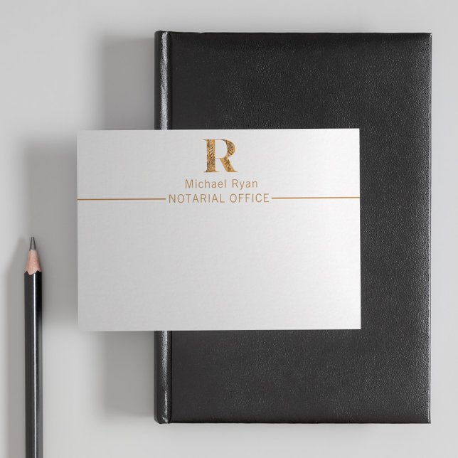 Carte De Correspondance Élégant Monogramme personnalisé blanc et or (Créateur téléchargé)