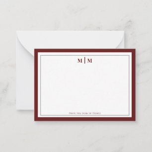 Carte De Correspondance Élégant Monogramme Professionnel Argent Bourgogne