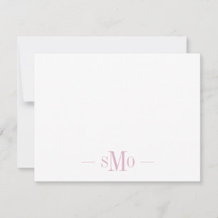 Carte De Correspondance Élégant Monogramme rose chic 3 Initiales