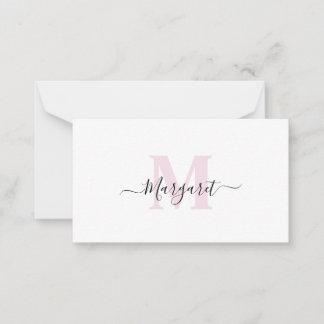 Carte De Correspondance Élégant Monogramme rose Clair Fille