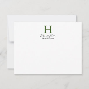 Carte De Correspondance Élégant Monogramme vert sophistiqué