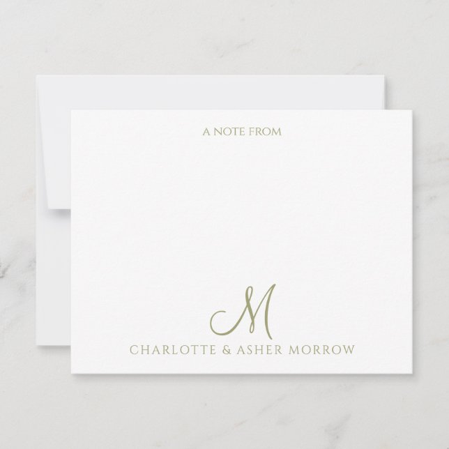 Carte De Correspondance Élégant Motif Vin Vert Sage (Devant)