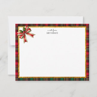 Carte De Correspondance Élégant Noël Vacances Rouge et Vert Merci