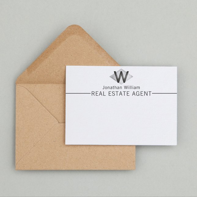 Carte De Correspondance Élégant noir argent élégant Monogramme personnalis (Créateur téléchargé)