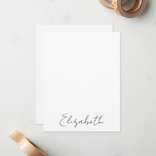 Carte De Correspondance Élégant Nom de Script Personnalisé Manuscrit (Devant/Arrière en situation)