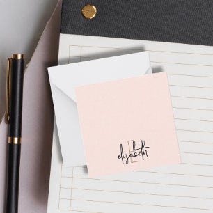 Carte De Correspondance Élégant Nom Monogramme Pink Gold Script