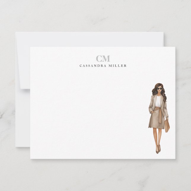 Carte De Correspondance Élégant Office Fashion Professionnel Monogramme (Devant)