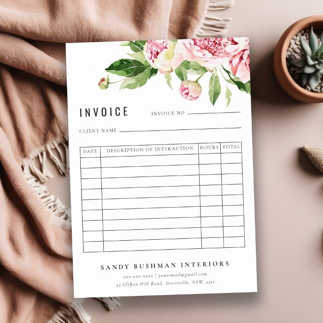 Carte De Correspondance Elégant Pony vert rose Pony Floral facture reçu (Créateur téléchargé)