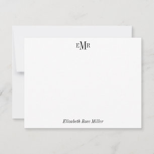 Carte De Correspondance Élégant professionnel chic noir 3 Monogramme initi