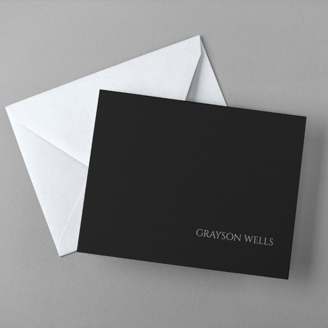 Carte De Correspondance Élégant professionnel moderne noir et gris (Sleek Modern Black and Grey Professional Note Card)