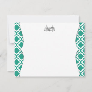 Carte De Correspondance Elégant Quatrefoil marocain Turquoise Personnalisé