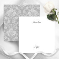 Élégant Romantique Chic Floral Damask-Grey