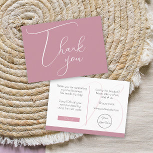 Carte De Correspondance Elégant rose vintage avec logo entreprise merci