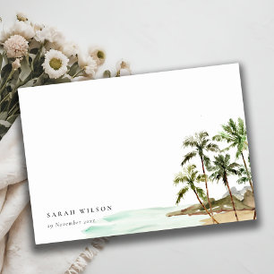 Carte De Correspondance Elégant Rustique Tropical Palm Trees Beach Sable