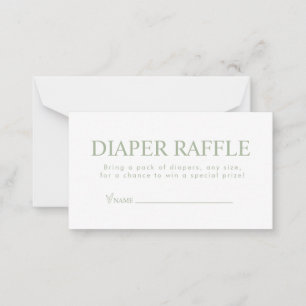 Carte De Correspondance Élégant Sage Green Diaper Raffle