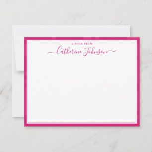 Carte De Correspondance Élégant Script Calligraphie Note De Magenta Rose