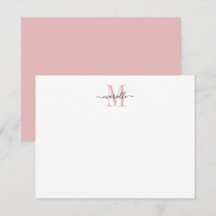 Carte De Correspondance Élégant Script chic moderne Dusty rose Monogramme
