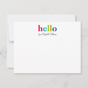 Carte De Correspondance Élégant Script coloré Vibrant Bonjour