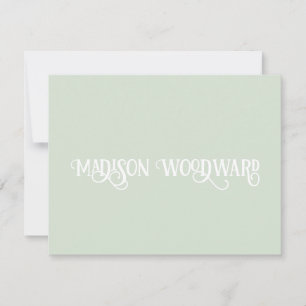 Carte De Correspondance Élégant script de calligraphie Pastel Green