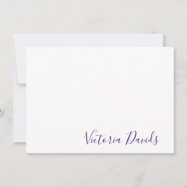 Carte De Correspondance Élégant script de signature personnalisée violet (Devant)