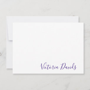Carte De Correspondance Élégant script de signature personnalisée violet