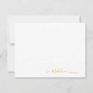 Carte De Correspondance Élégant Script Girly Metallic Or
