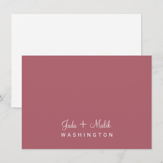 Carte De Correspondance Élégant Script Mariage Couple Monogram Terracotta (Devant / Derrière)