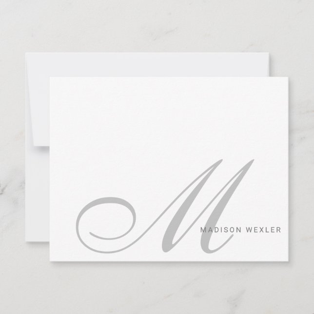 Carte De Correspondance Élégant Script Monogramme Initial Simple Personnel (Devant)